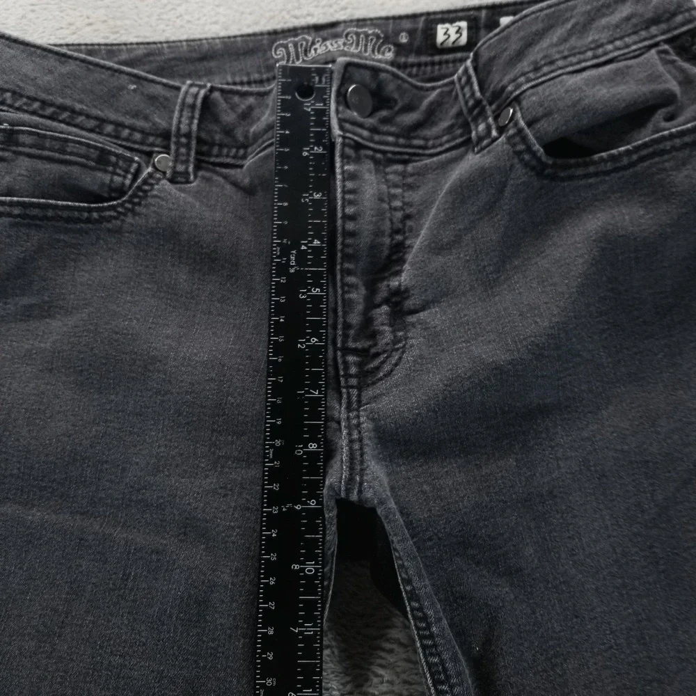 Miss Me Jeans Womens 33 Gray Mid‎ Rise Skinny Lace Side Stripe Stretch Charcoal